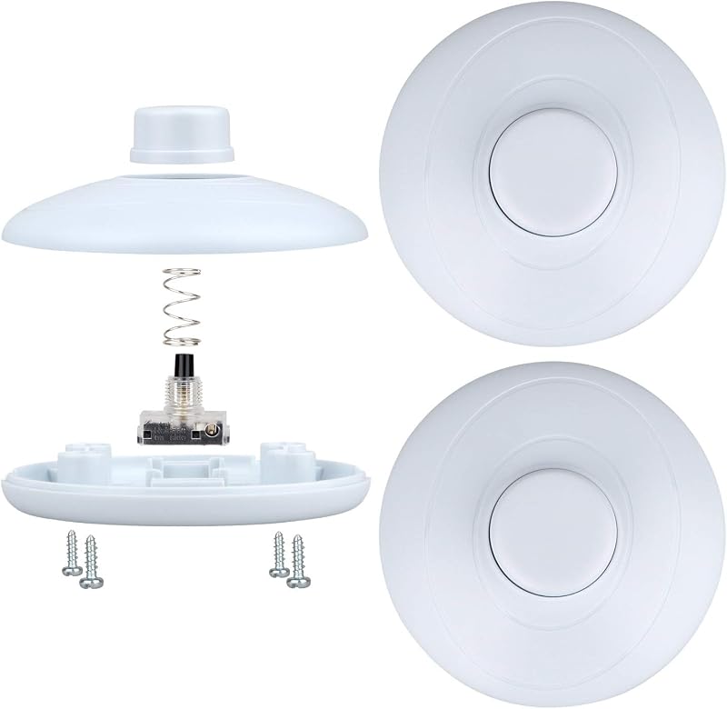Helunsi 3Pcs Floor Lamp Foot Switch White Inline Push Button Pack of 3