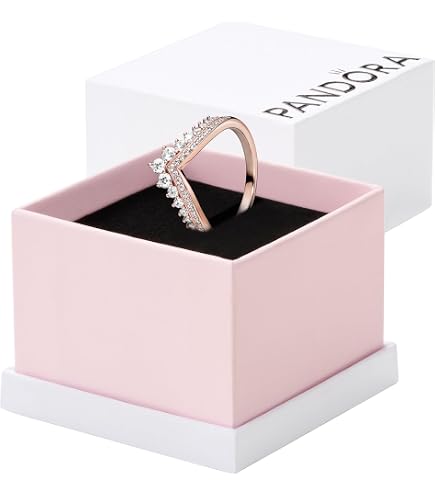 Amazon.com: Pandora Sparkling Wishbone Ring - Stackable Rose Gold