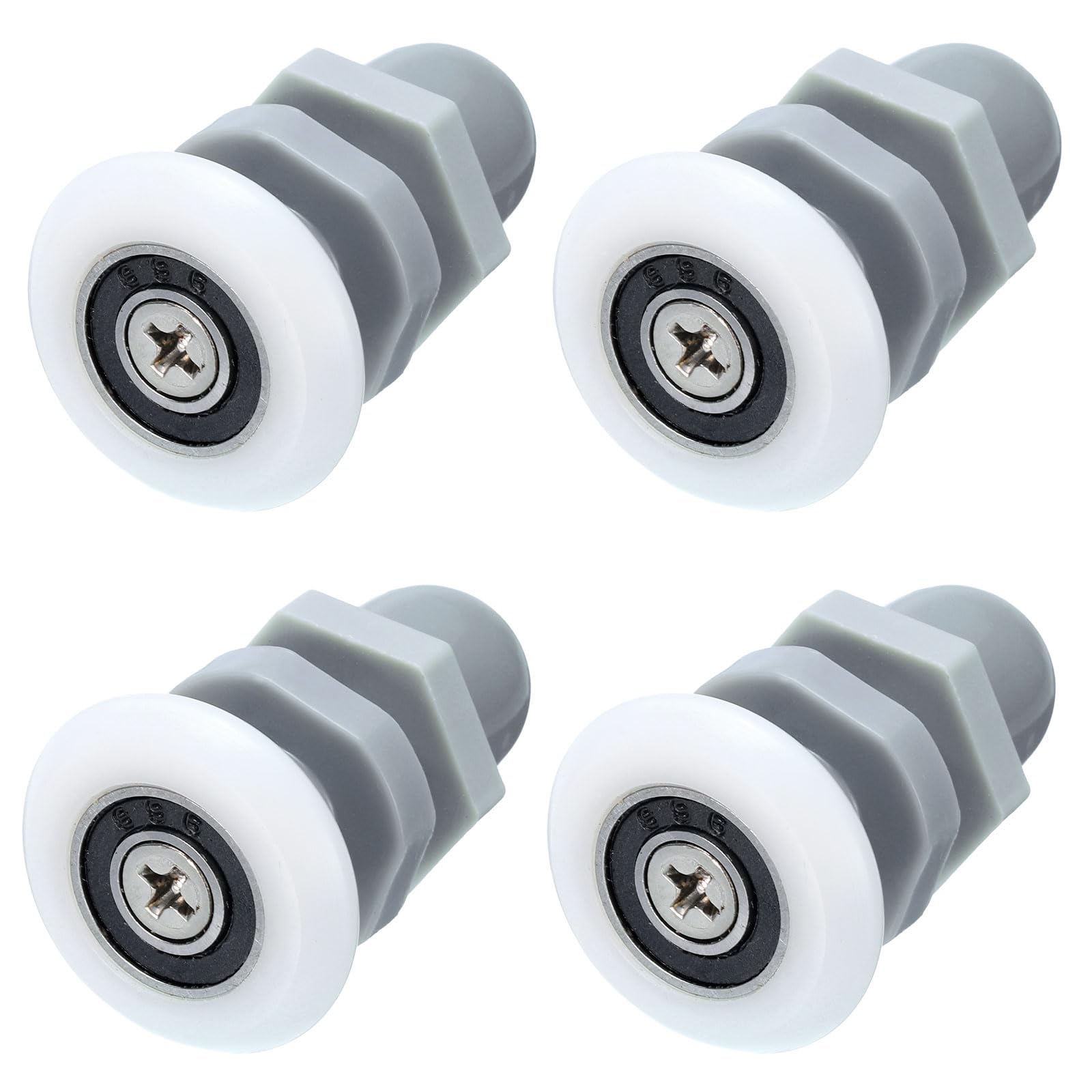 PATIKIL Shower Door Rollers 25mm/1", 4 Pack Bathroom Glass Runner Replacement Part Sliding Wheels for Shower, White-Grey