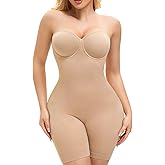 Slimers Strapless Shapewear Bodysuit For Woman: Seamless Body Shaper Built In Bar - Tummy Control Butt Lifter Shapewear