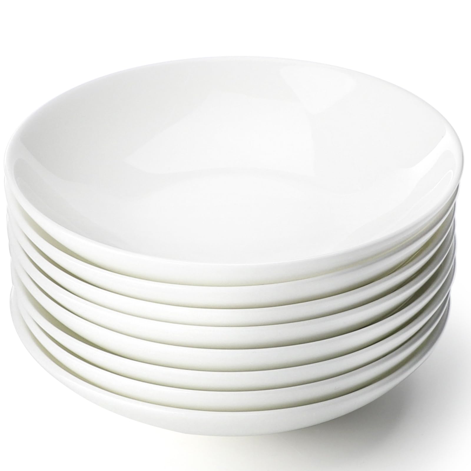 Leegg Dipping Sauce Dishes Set of 8 Small Ceramic Serving Plates for Appertizer Sushi Dessert Fruits (White Round)