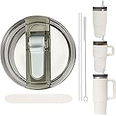 Replacement Leak Proof Tumbler FLIP Lid With Straw - Fit For Stanley ProTour Quencher and Quencher H2.0 20oz,30oz Tumbler (Shale, 20oz and 30oz)