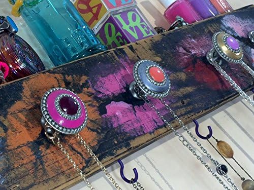 Made to order - Necklace wall holder / jewelry hanger / reclaimed wood jewellry hanging / decorative wall rack kissing lips 5 knobs 4 hooks