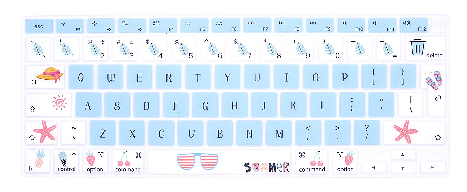 MMDW Stylish Keyboard Cover A2179 Silicone Protective Skin Keyboard Protector for MacBook Air 13 inch with Touch ID A2337 M1 Chip European Layout,Summer