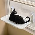 MEWOOFUN Cat Window Perch Cat Window Hammock with Steel Frame and Strong Suction Cup Mount Cat Bed Cat Hammock Window Seat for Indoor Cats (White, M)
