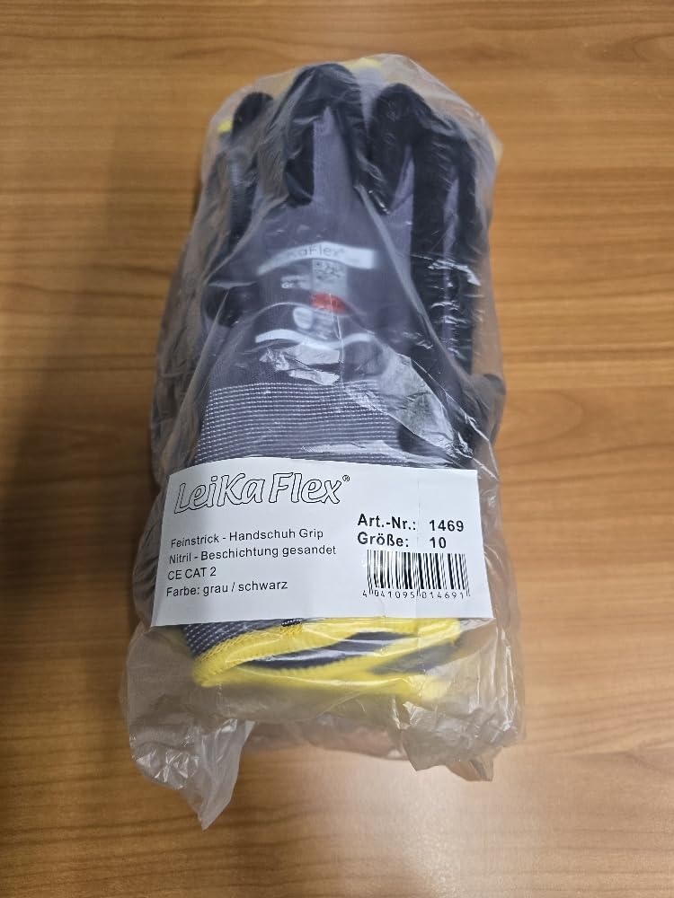 LeiKaFlex Grip 1469 Nylon / Elastane Fine Knit Protective Gloves with Nitrile Coating 12 Pairs Size 7-12 (10)