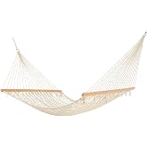 Castaway Living 13 ft. Double Traditional Hand Woven Cotton Rope Hammock &ndash; 2-Person, 450 lb Capacity, Free Extension Chains &amp; Tree Hooks, Designed in the USA