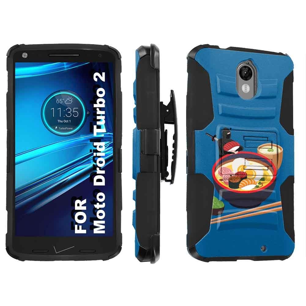 TalkingCase Black Dual Layer Phone Case for Motorola Droid Turbo 2,XT1254,Ninja 1 Print,Full Protection,Kickstand,Belt Clip Holster,Designed in USA