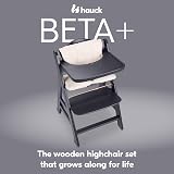 hauck Beta+ Dark Grey Wooden High Chair 6m-90kg with Wheels & Tray view 4