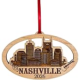 Twisted Anchor Nashville Christmas Ornament – Tennessee Souvenirs, Laser Cut Wood Music City Skyline with Guitar Icons, 2026 Engraving – Ideal Stocking Stuffer, Great Nashville Gift, Gift Box Included
