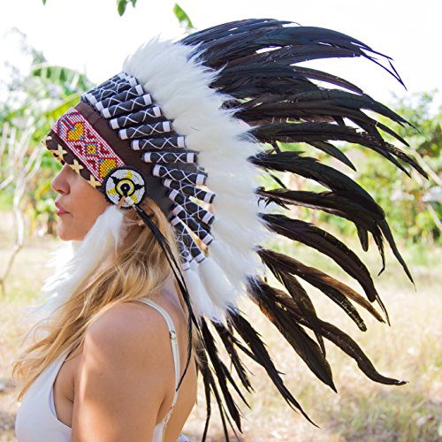 Novum Crafts Feather Headdress | Native American Indian Inspired | Choose Color