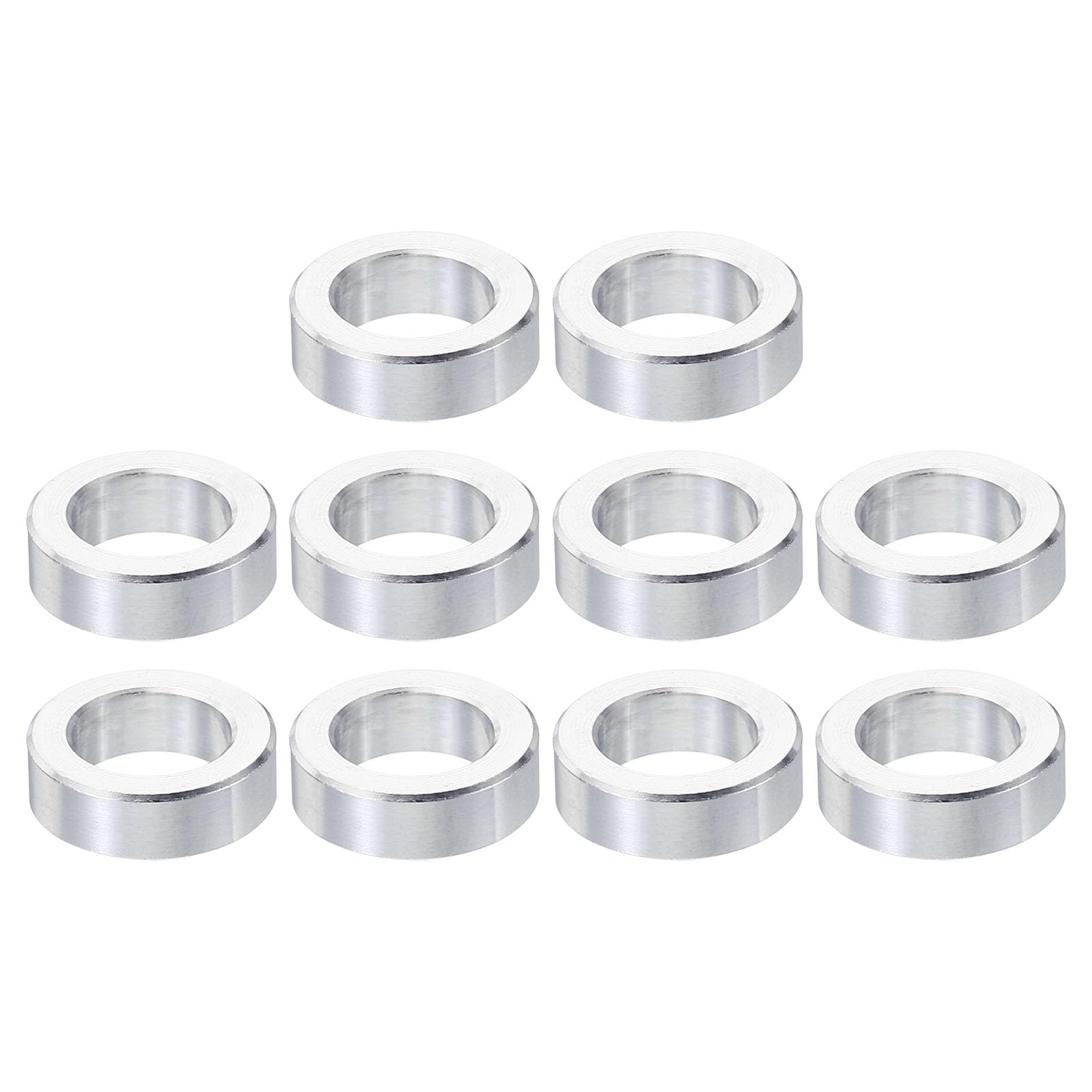 PATIKIL M10 Aluminum Spacers, 10 Pcs Metal Spacer Aluminum 10.2mm ID x 16mm OD x 5mm L Aluminum Spacer Screw Standoff Round for 3/8" M10 Screw Bolts