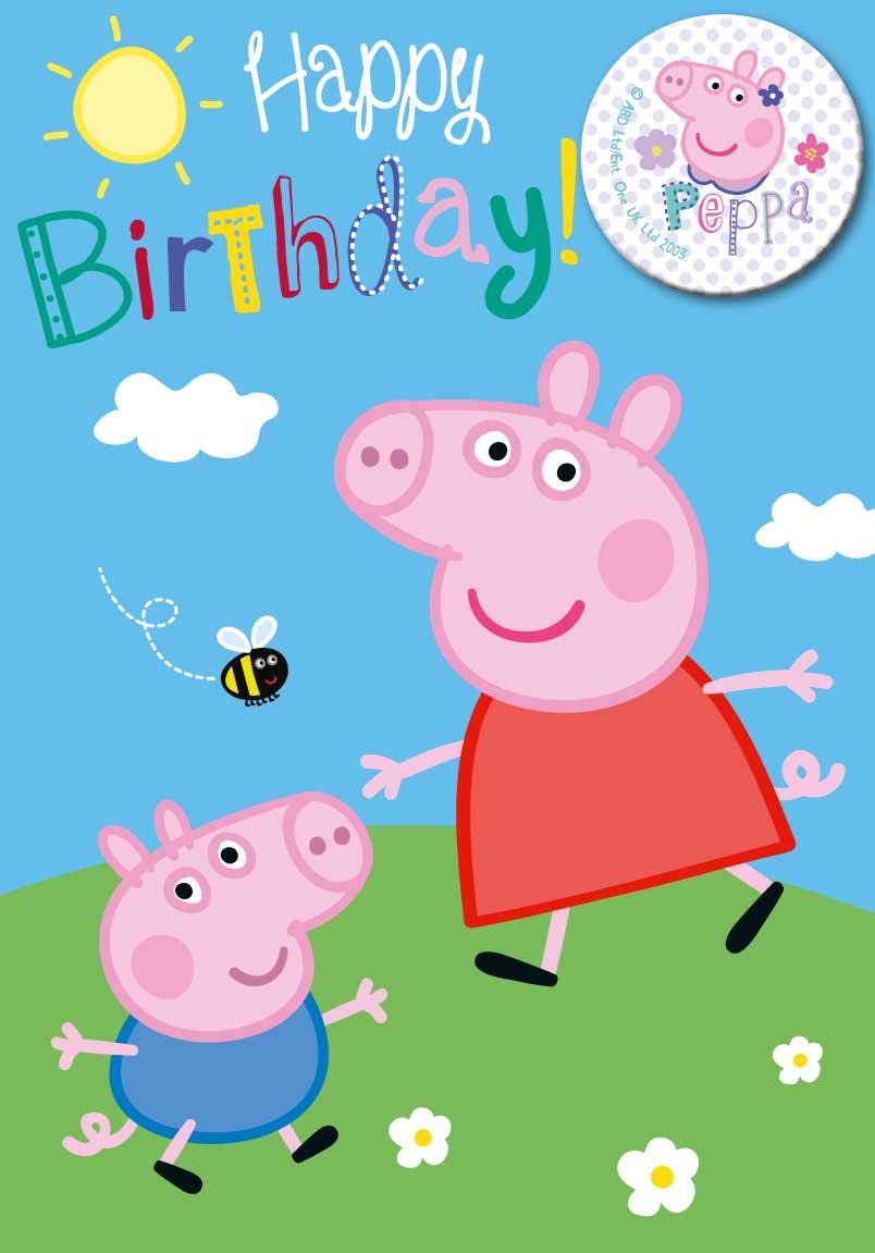 Official Peppa Pig Birthday Card - Happy Birthday - Birthday Badge Card
