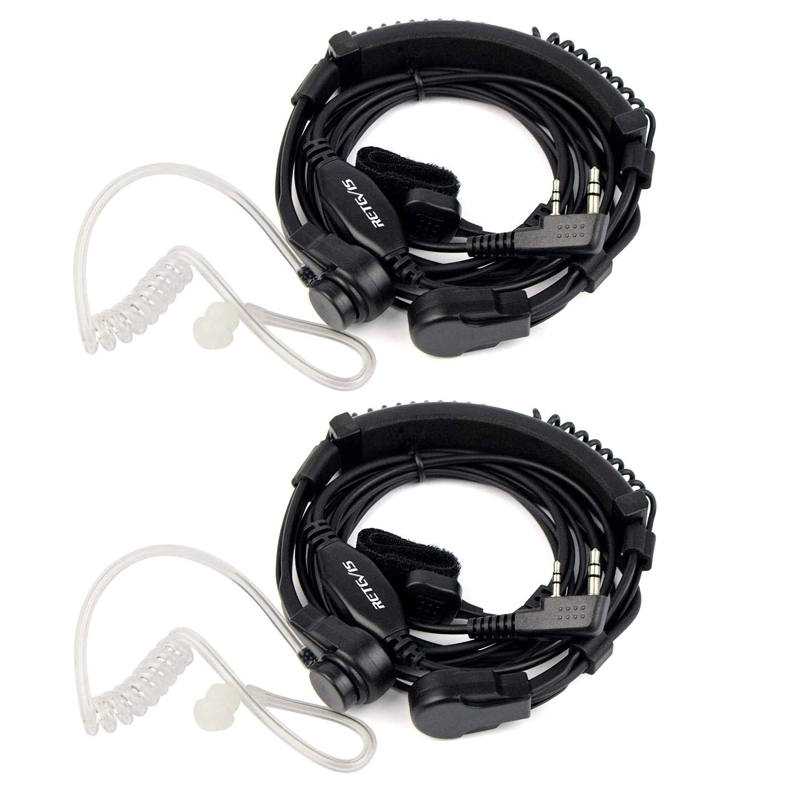 Retevis Walkie Talkie Headset with Throat Mic,Covert Acoustic Tube Retractable Throat Earpiece Compatible with Two Way Radio RT24 RT27 RT619 RT617 RT622 Baofeng UV5R for Hunting Airsoft, Riding(2 Pcs)
