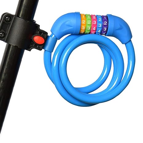 Sguan-wu Fahrradschloss mit Zahlen Fahrrad-Ketten-Schloss, Zahlen-Code-Kombination-Schloss?Fahrrad selbst spulende rückstellbare Kombinationskabel Fahrradschlösser mit Montagehalterung
