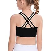 Hvididan Girls Training Bra Scoop Neck Sports Bra for Teens Kids Strappy Back Dance Yoga Crop Tops