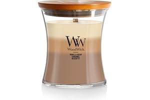 WoodWick Café Sweets Trilogy Holiday Candle Gifts for Women and Men, 9.7 oz Medium Hourglass Trilogy Candle with Crackling Wick