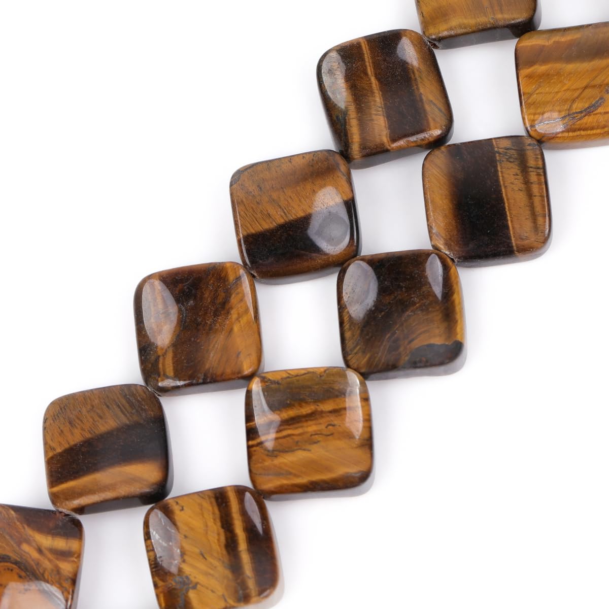 SHGbeads Natural 16mm Square Wave Yellow Tiger Eye Gemstone Loose Beads for Jewellery Making 15''