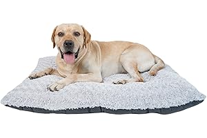 DOGKE Large Washable Dog Bed Deluxe Fluffy Plush, Anti-Slip Crate Pad, Made for Large, Medium, Small Dogs and Cats, for Sleeping and Anti Anxiety, 32"x22", Gray