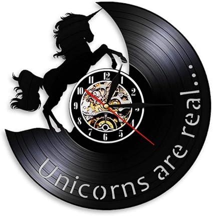 Dwqlx Les Licornes Sont Vraiment Drole Licorne Citation Horloge Murale Moderne Vintage Vinyle Record Horloge Murale Fille Chambre Decorative Pendule Horloge Montre Amazon Fr Cuisine Maison