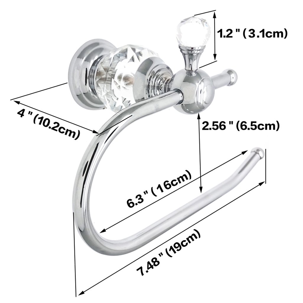 Kabter Unique Crystal Toilet Paper Holder Wall Mounted,Brass Polished