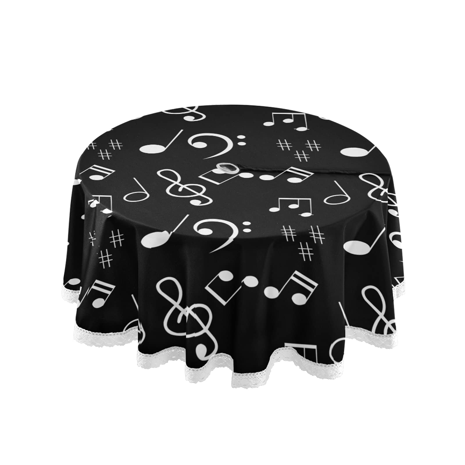 JUMBEAR Round Tablecloth Polyester Circular Table Cloth Beautiful Water Resistant Spill Proof Large Table Cover for Dining Kitchen Party 60inch (Black)