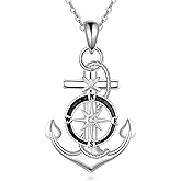 SHEAISRS Anchor Necklace 925 Sterling Silver Anchor Pendant Sailor Necklace Nautical Jewelry for Women Men