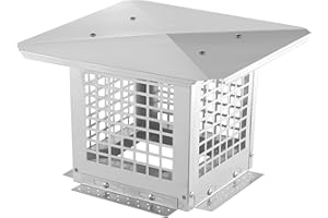 VEVOR Chimney Cap 9 x 9 inch Practical Accessories & Easy Installation, Fits Mesh Covers Outside Clay Flue Shingles, Silver