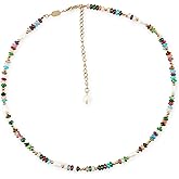Non Tarnish Beaded Necklaces for Women | Waterproof 18k Real Gold PVD Plated Colorful Necklace for Women | Gemstone, Pearl Necklace | Womens Accessories | Necklaces for Women