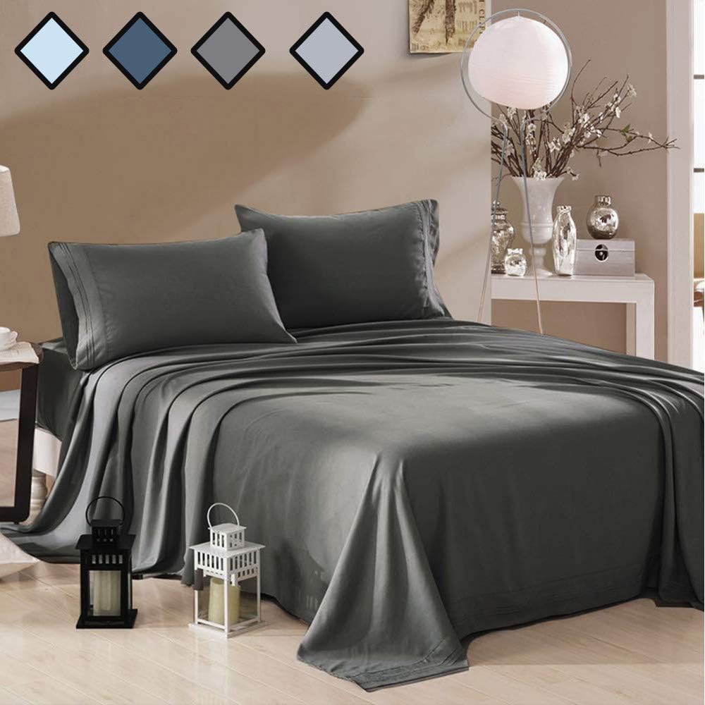 Queen Size Sheets Deep Gray - Extremely Soft Bedding Sets Deep Pockets - 100% Brushed Microfiber 1800 Bed Sheets Set by MELODIE DIRECT