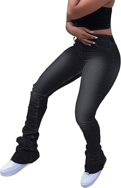 solid high waist ruched jeans