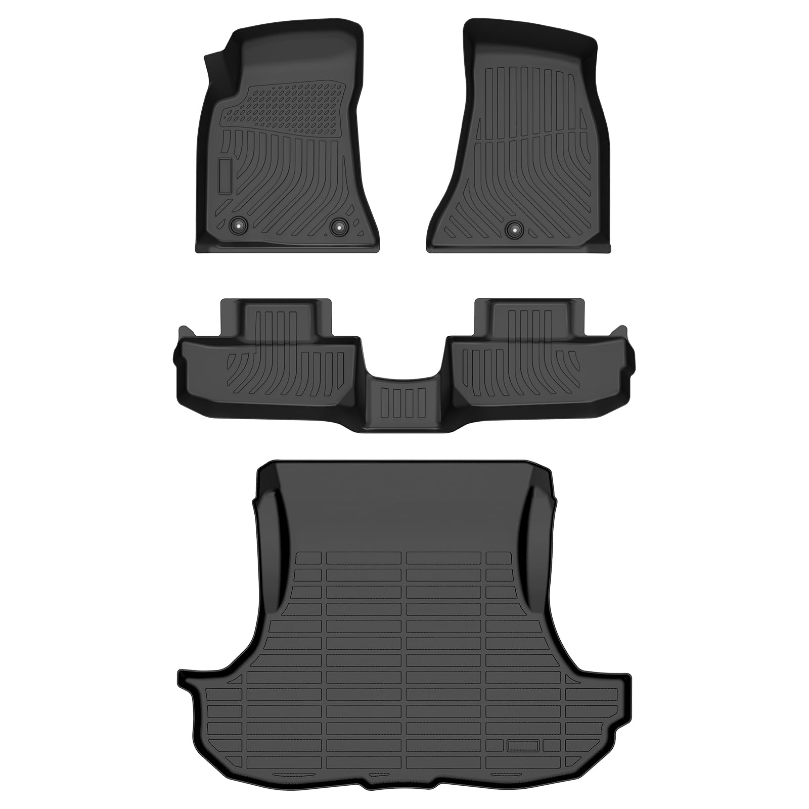 AZYT Floor Mats & Cargo Liner for Dodge Challenger RWD 2015-2023, All Weather Automotive TPE Floor Liners Set Anti-Slip Waterproof Accessories (Car Mats+Trunk Mat) Black Image
