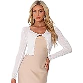 Allegra K Bolero Shrug for Women's Sheer Mesh Tie Front Textured Crop Shrug for Evening Dresses