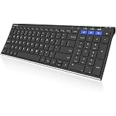 Arteck HB193 Universal Bluetooth Keyboard Multi-Device Stainless Steel Full Size Wireless Keyboard for Windows, iOS, Android, Computer Desktop Laptop Surface Tablet Smartphone Rechargeable Battery