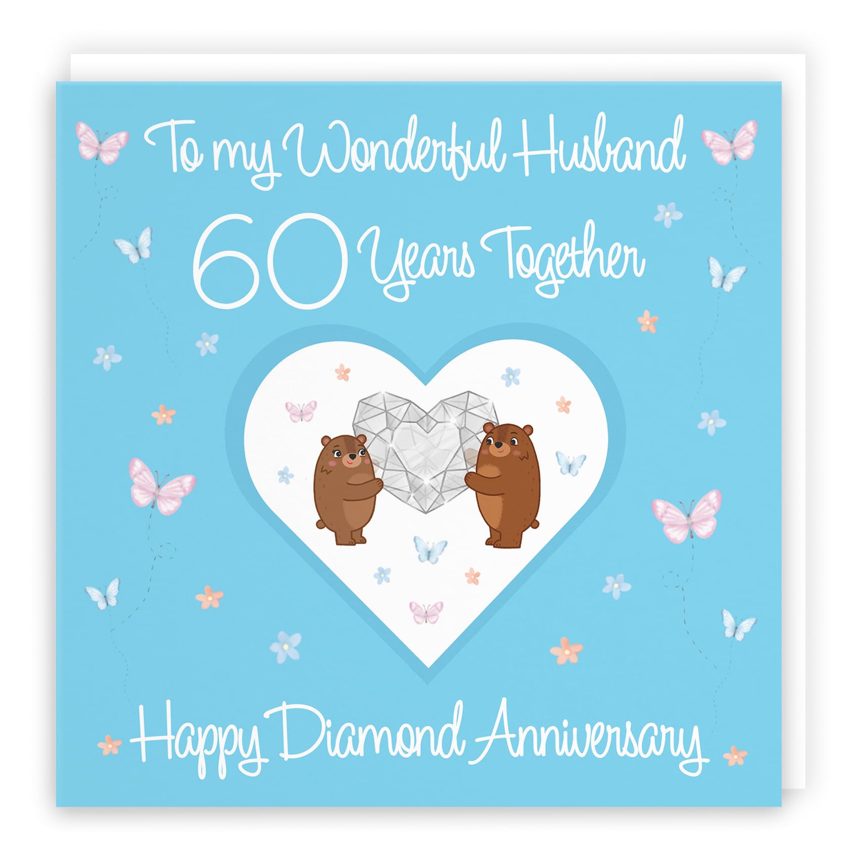 Hunts England - Husband 60th Anniversary Card - 60 Years - Diamond Anniversary - Romantic Meadows - Fun Card - 60th Anniversary Card For Husband — image 1