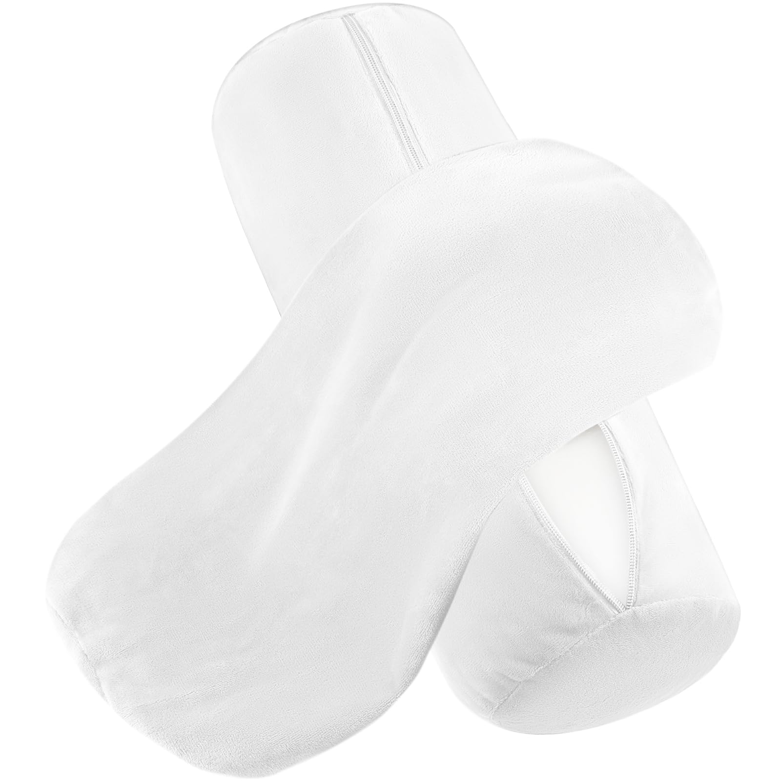 Prasacco 2 Pcs Neck Roll Pillow Cover with Zipper, Round Neck Pillow Case Soft Neck Roll Pillow Cover Pillowcases Round Cervical Pillow Case for Cylindrical Pillow Cushion (White, 16 x 6 Inch)