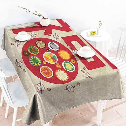 Amazon Com Elastic Tablecloth Rectangular Chinese New Year