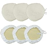 6PCS 7 Inch Car Wool Polishing Pad, Buffing Pad with Drawstring for Car Waxing & Cleaning, Polishing Bonnet for Vehicle, Glass, Furniture, Auto Polisher Pad Kit for Drill Buffer