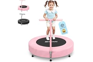 BCAN 36'' Toddler Trampoline, ASTM Certified - Kids Trampoline for Ages 1-6, Foam Handle & Safe Thickened Cover, Mini Trampolines for Kids Indoor, Easy to Assemble