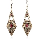 Aishgjia Trendy Women Boho Bohemian Vintage Simulated Turquoise Drop Dangle Earrings