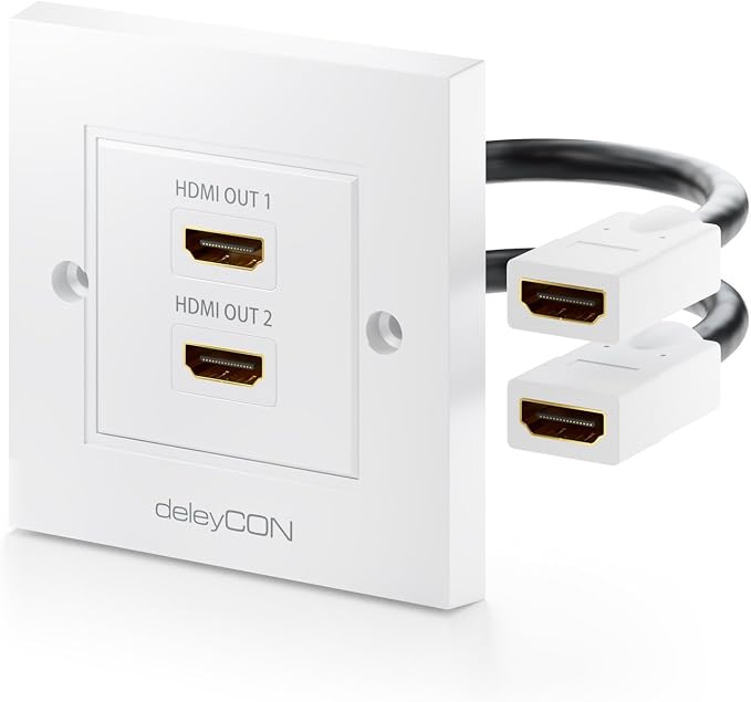 deleyCON 1x HDMI Prise Boîtier Mural 2x Port Montage Encastrée - EARC deleyCON 1x HDMI Prise Boîtier Mural 2x Port Montage Encastrée - EARC