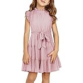 blibean Tween Girls Elegant Dresses Kids Summer Ruffle Sleeve Dress Size 4-15 Years Old
