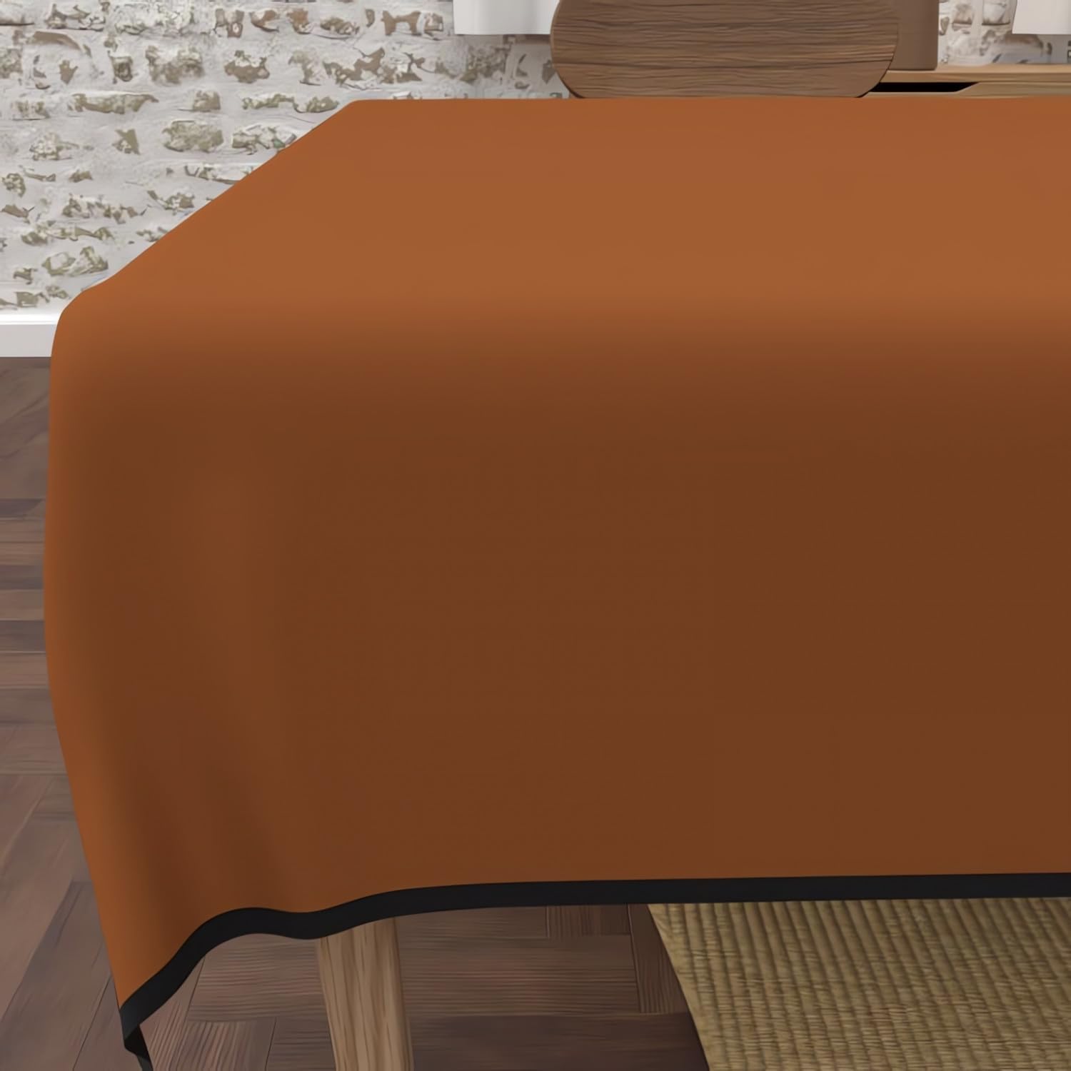 Soleil d'ocre, Boheme Terra Rectangular Stain-Resistant Washed Microfibre Tablecloth 160 x 270 cm
