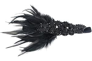 Song Qing 1920s Rhinestone Flapper Feather Headpiece Roaring 20s Great Gatsby Fascinators Accessories for Women