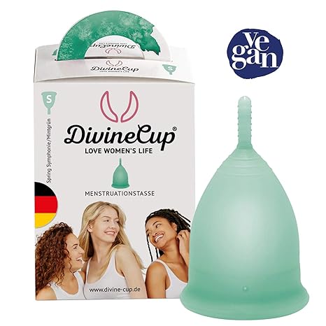 DIVINE CUP Menstruationstasse - Spring Symphony / Mintgrün - vegan - Made in Germany - geruchlos - medizinisches Silikon - Al