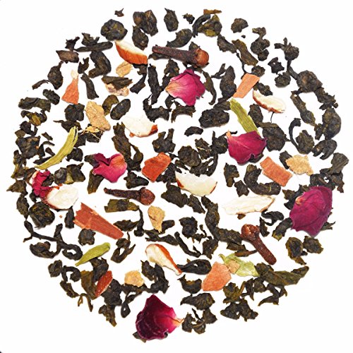 The Indian Chai - Kashmiri Kahwa Loose Leaf Green Tea, With Almonds, Cardamom, Clove, Cinnamon, Ginger, Rose Petal & Saffron, 3.53oz