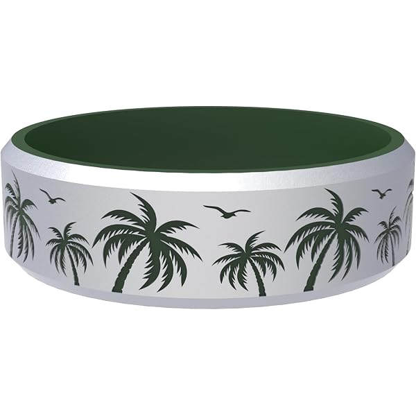 Mountain Forest Waves Silicone Ring – Dual Layer Engraved, Breathable Comfort Fit, Rubber Wedding Band For Active Lifestyles - View #3