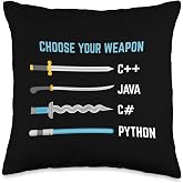 Python Choose Your Weapon Funny Computer Science Throw Pillow
