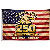 American 250th Anniversary Flag 1776–2026, Double Sided 3-Layer Outdoor Patriotic Flag, Heavy Duty Quadruple Stitching Fly End, Fade Resistant Independence Day Flag