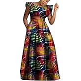 African Women's Slim Fitting Sexy Long Dress with African Print Suitable for Daily Gatherings